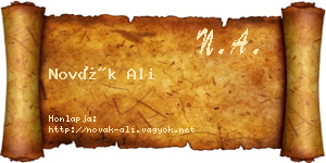 Novák Ali névjegykártya